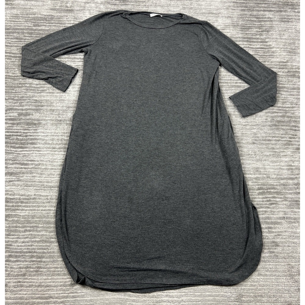 Viamor Dress Womens Large Gray Long Sleeve Midi Pockets‎ Shift